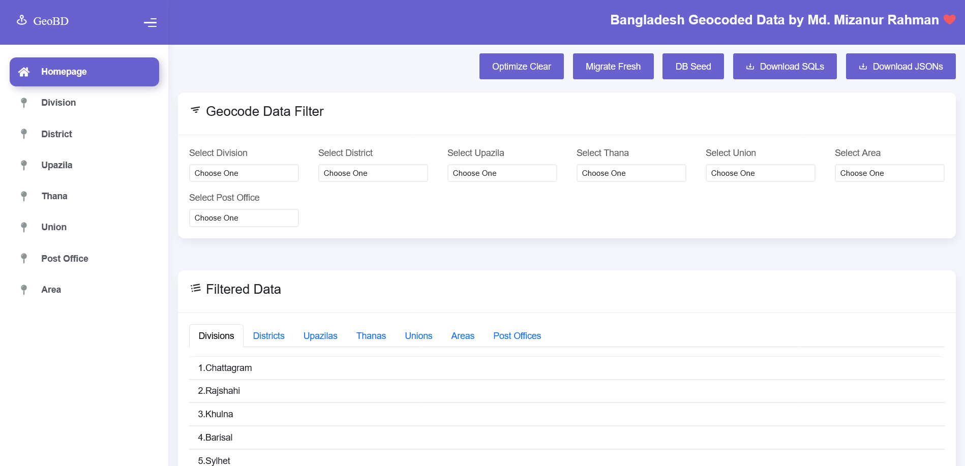 Geocoded Data for Bangladesh Dashboard